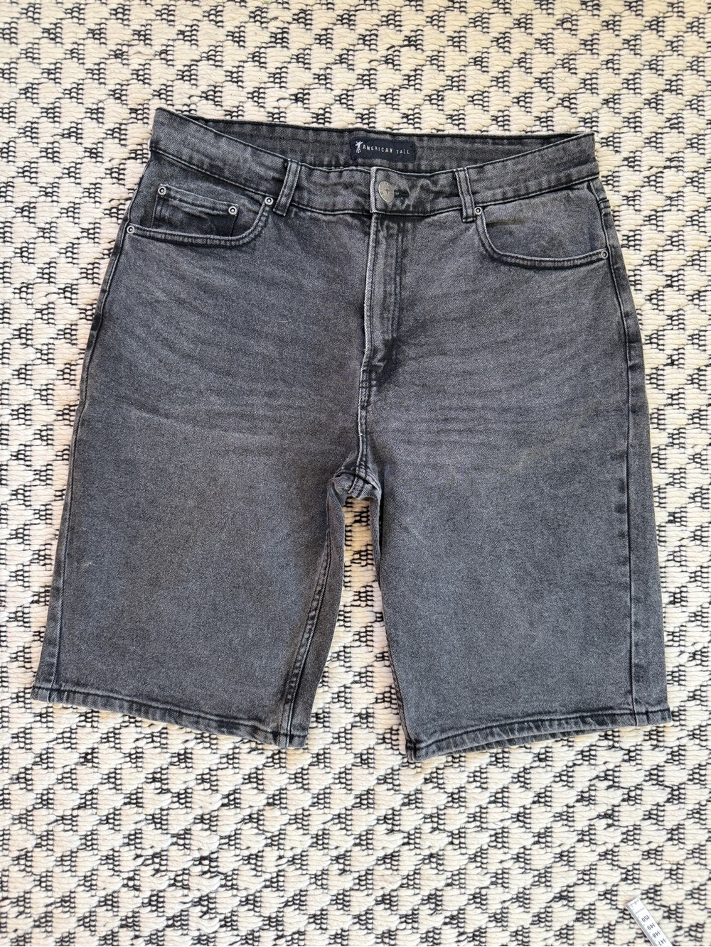 American Tall Men's Black Gray Denim Shorts - 34